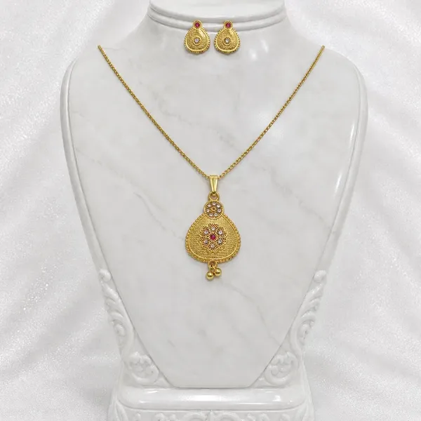 Gold_Micro_Plated_Ad_Ruby_Pear_Drop_Pendant_Necklace_Set_For_Women