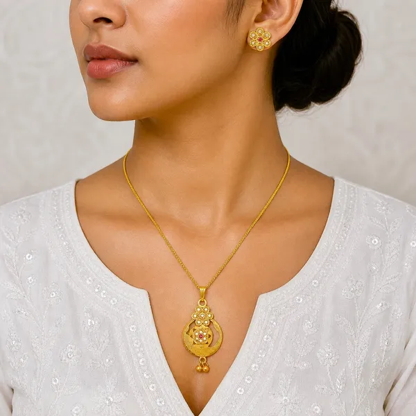 Gold_Micro-Plated_Copper_Ad_Ruby_Floral_Pendant_Necklace_Set_For_Women