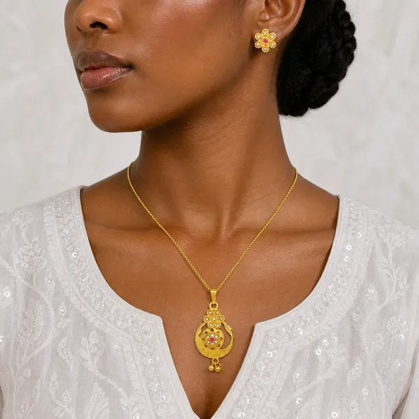 Gold_Micro-Plated_Copper_Ad_Ruby_Floral_Pendant_Necklace_Set_For_Women