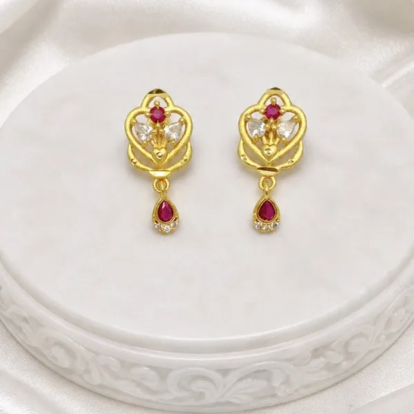 Gold_Micro_Plated_Ad_Ruby_Floral_Heart_Pendant_Necklace_Set_For_Women