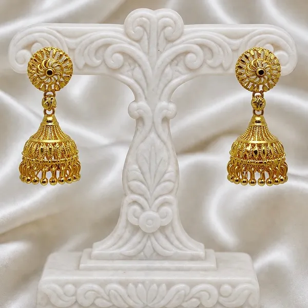 Gold_Plated_Petal_Mesh_Ghungroo_Jhumki_Earrings_For_Women