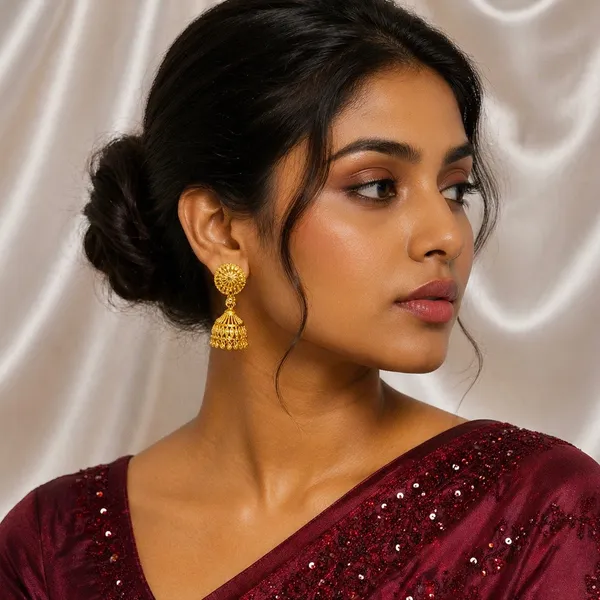 Gold_Plated_Petal_Mesh_Ghungroo_Jhumki_Earrings_For_Women