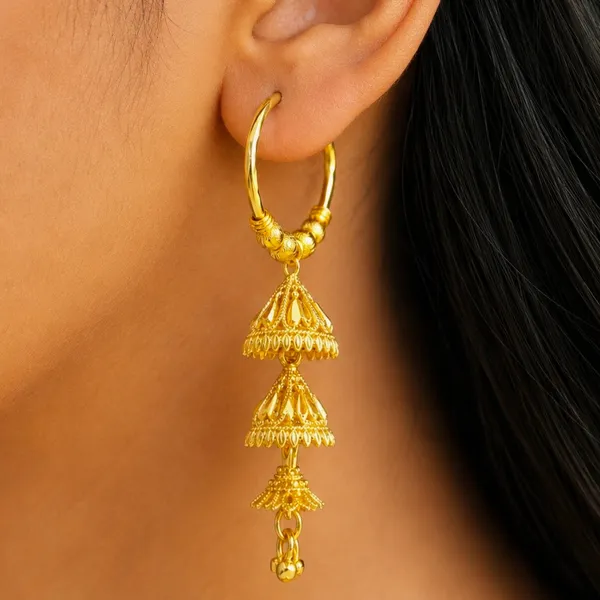 Gold_Plated_Hoop_Tiered_Temple_Style_Jhumka_Drop_Earrings_For_Women