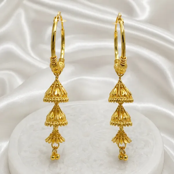 Gold_Plated_Hoop_Tiered_Temple_Style_Jhumka_Drop_Earrings_For_Women