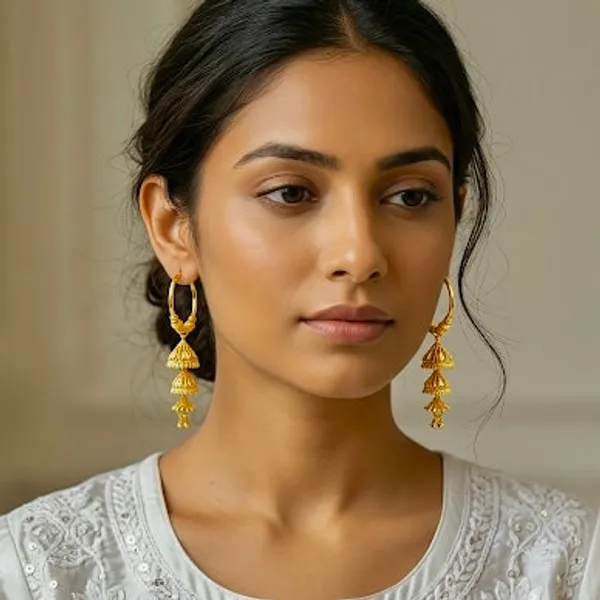 Gold_Plated_Hoop_Tiered_Temple_Style_Jhumka_Drop_Earrings_For_Women