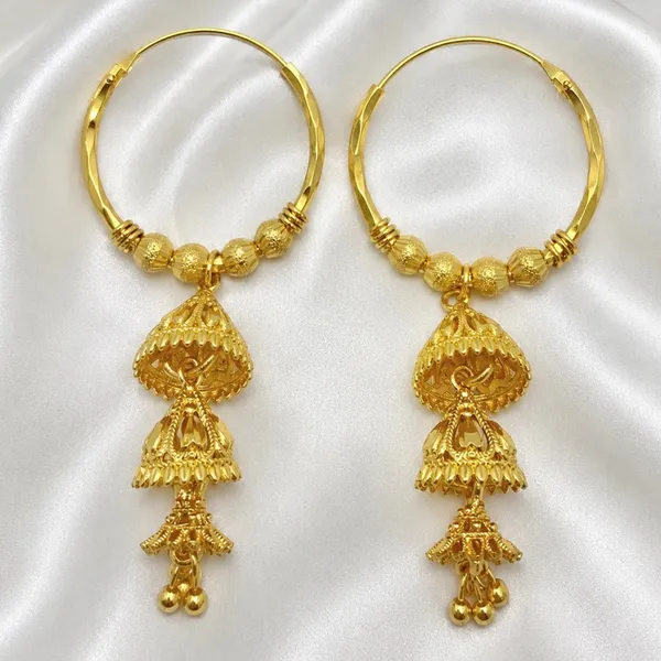 Gold_Plated_Hoop_Tiered_Temple_Style_Jhumka_Drop_Earrings_For_Women