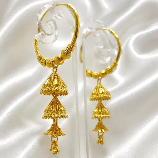 Gold_Plated_Hoop_Tiered_Temple_Style_Jhumka_Drop_Earrings_For_Women