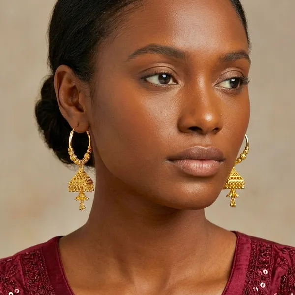 Gold_Plated_Beaded_Hoop_Triangular_Jhumka_Earrings_For_Women
