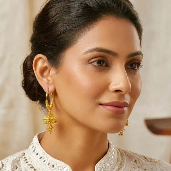 Gold_Plated_Beaded_Hoop_Triangular_Jhumka_Earrings_For_Women