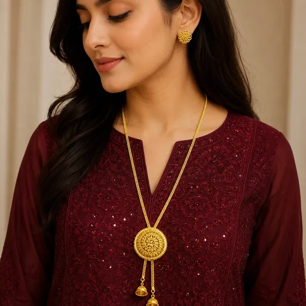 Gold_Micro_Plated_Copper_Temple_Medallion_Tie_Chain_Necklace_Set