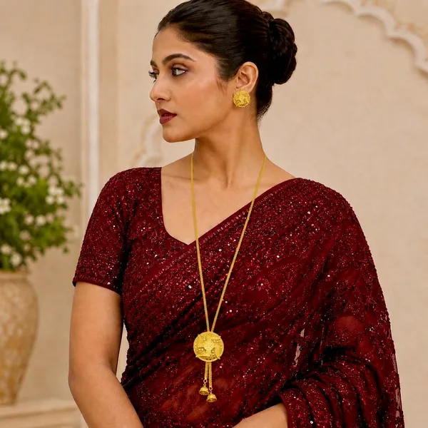 Gold_Micro_Plated_Swastik_Temple_Tie_Chain_Necklace_Set_For_Women