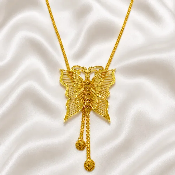 Gold_Micro_Plated_Butterfly_Temple_Tie_Chain_Necklace_Set