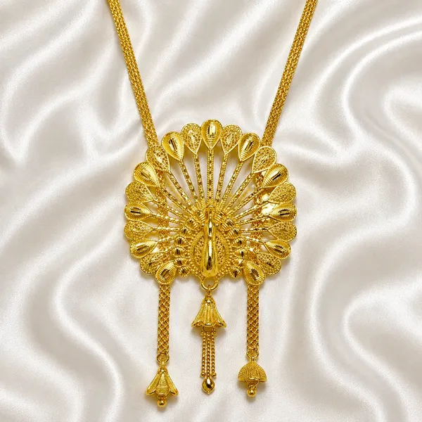 Gold_Micro_Plated_Temple_Peacock_Fan_Tie_Chain_Necklace_Set