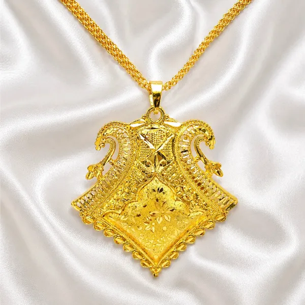 Gold_Micro_Plated_Twin_Swan_Temple_Pendant_Necklace_Set