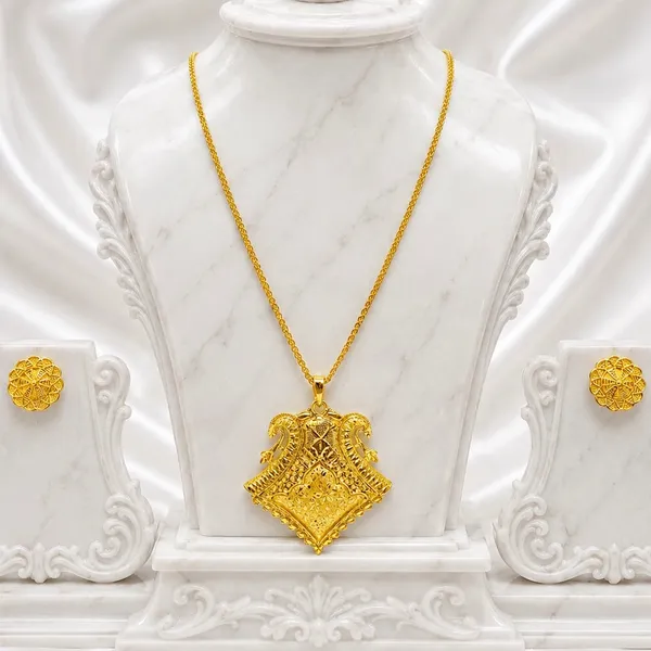 Gold_Micro_Plated_Twin_Swan_Temple_Pendant_Necklace_Set