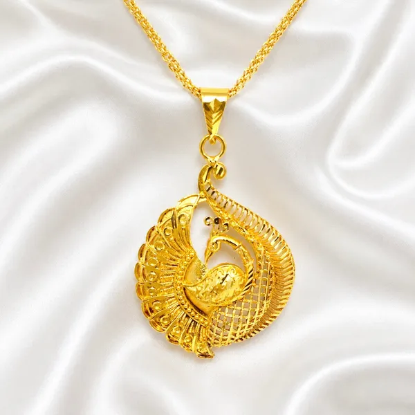 Gold_Micro_Plated_Peacock_Spiral_Pendant_Necklace_Set_For_Women