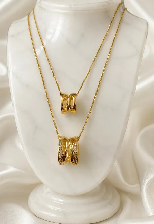 Gold_18K_Plated_Dual_Ring_Ad_Diamond_Pendant_Necklace_For_Women