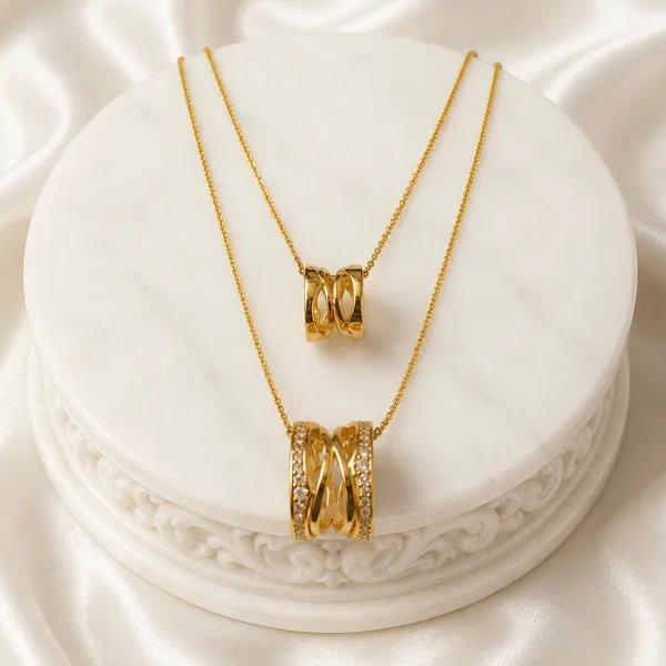Gold_18K_Plated_Dual_Ring_Ad_Diamond_Pendant_Necklace_For_Women