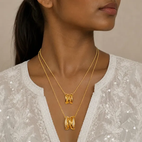 Gold_18K_Plated_Dual_Ring_Ad_Diamond_Pendant_Necklace_For_Women