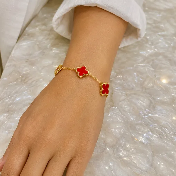 Gold_18K_Plated_Red_Enamel_Clover_Chain_Bracelet_For_Women