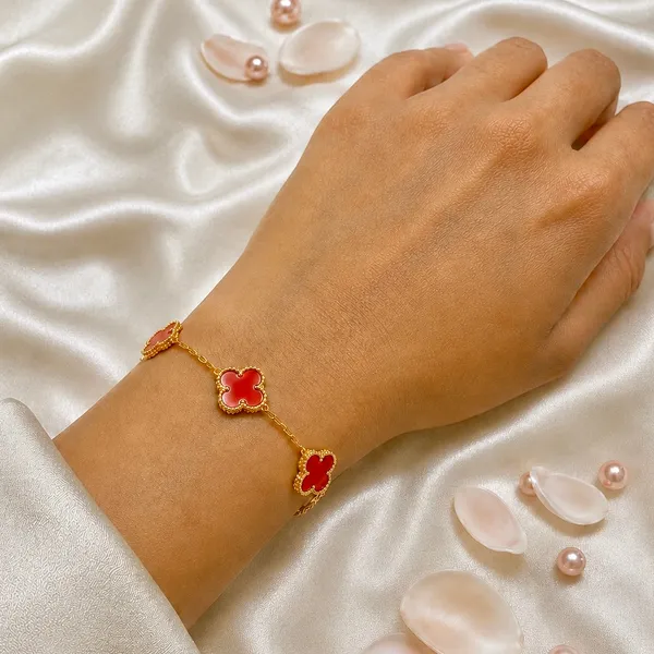 Gold_18K_Plated_Red_Enamel_Clover_Chain_Bracelet_For_Women