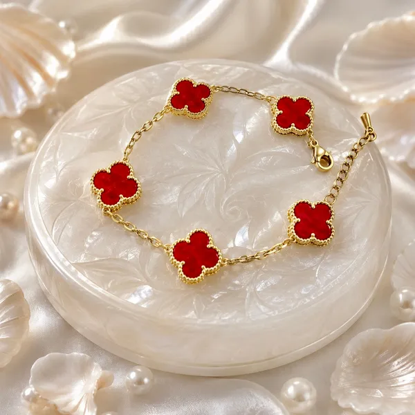 Gold_18K_Plated_Red_Enamel_Clover_Chain_Bracelet_For_Women