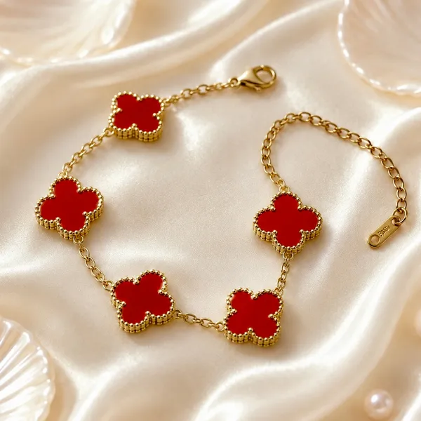 Gold_18K_Plated_Red_Enamel_Clover_Chain_Bracelet_For_Women