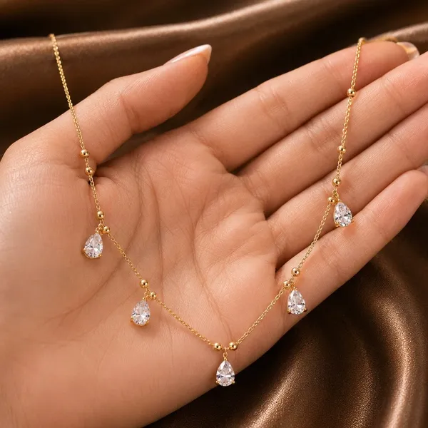 Gold_Micro-Plated_Copper_Cz_Ad_Stone_Teardrop_Drop_Necklace_Chain