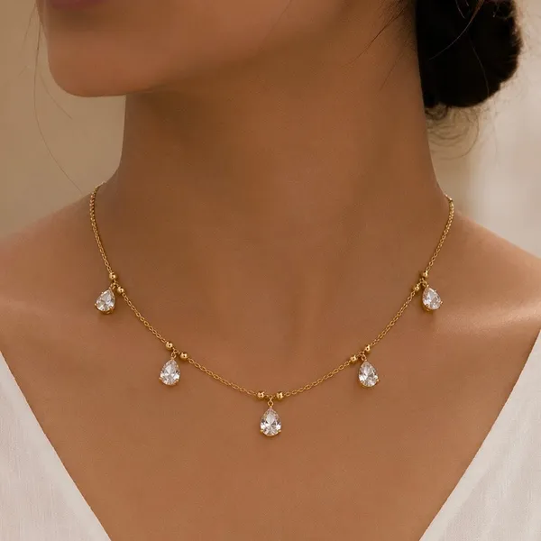 Gold_Micro-Plated_Copper_Cz_Ad_Stone_Teardrop_Drop_Necklace_Chain