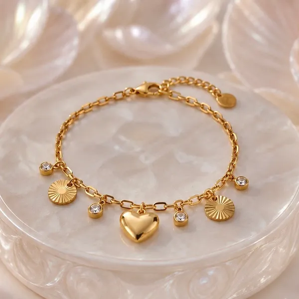 Gold_18K_Plated_Heart_Charm_Cubic_Zirconia_Chain_Bracelet_For_Women