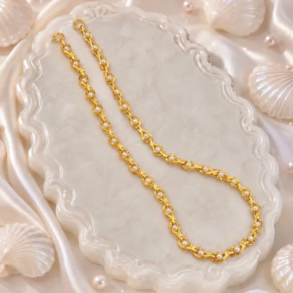Gold_Micro_Plated_Pearl_Floral_Link_Neck_Chain_For_Women
