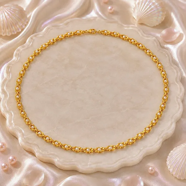 Gold_Micro_Plated_Pearl_Floral_Link_Neck_Chain_For_Women