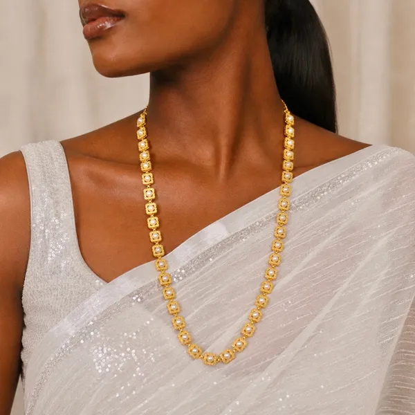 Gold_Micro_Plated_Square_Pearl_Link_Necklace_For_Women