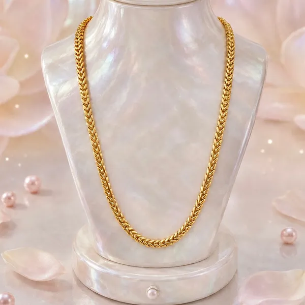 Gold_Micro_Plated_Interlocking_Floral_Link_Neck_Chain_For_Women