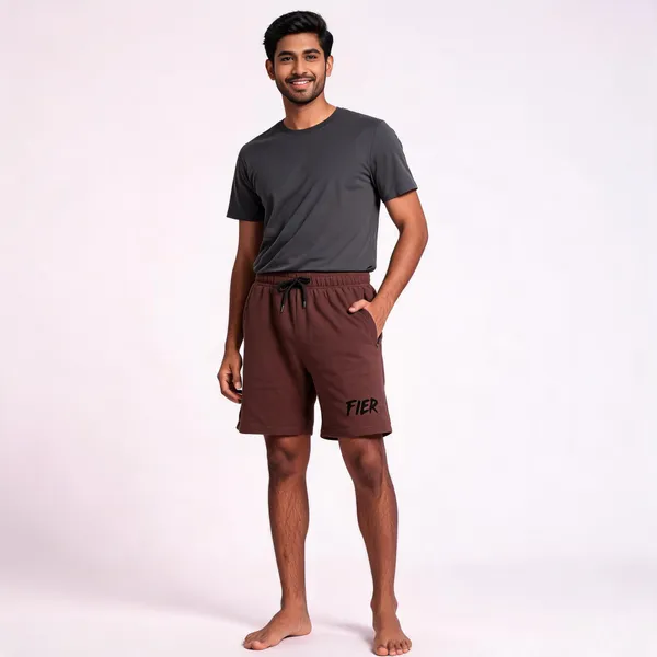 Brown_Terry_Drawstring_Regular_Fit_Shorts_For_Men