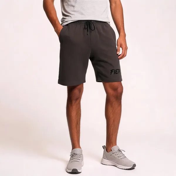 Dark_Grey_Terry_Drawstring_Sports_Shorts_For_Men