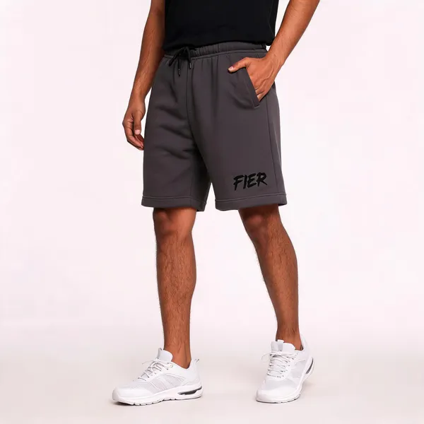 Dark_Grey_Terry_Drawstring_Sports_Shorts_For_Men