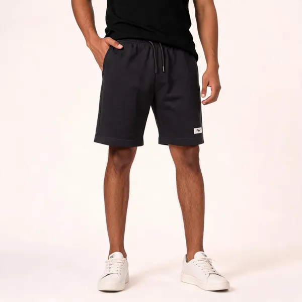 Black_Terry_Regular_Fit_Shorts_For_Men