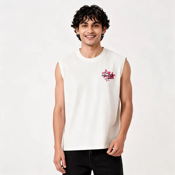 White_Cotton-Lycra_Sleeveless_Oversized_Graphic_Tee_For_Men