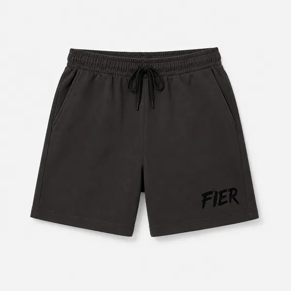 Dark_Grey_Terry_Drawstring_Sports_Shorts_For_Men
