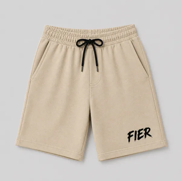 Beige_Terry_Regular_Fit_Shorts_For_Men