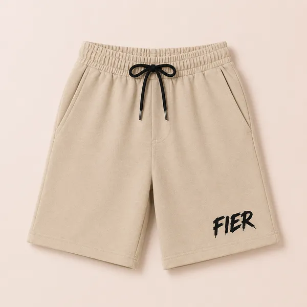 Beige_Terry_Regular_Fit_Shorts_For_Men