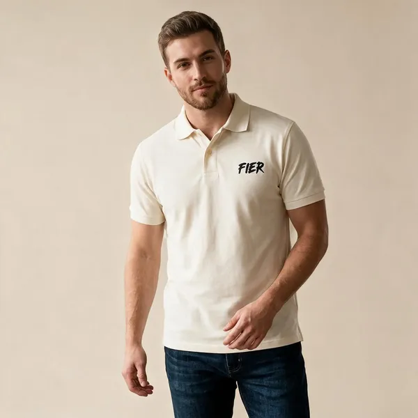 Cream_Polyester-Cotton_Regular_Fit_Polo_T-Shirt_For_Men