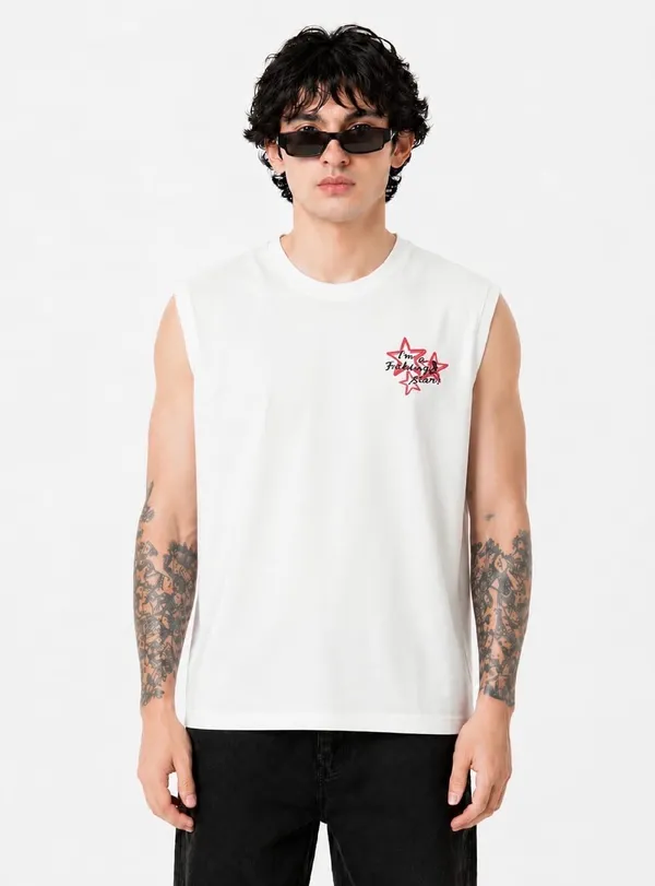 White_Cotton-Lycra_Sleeveless_Oversized_Graphic_Tee_For_Men