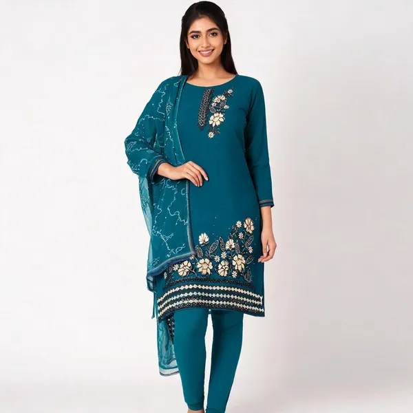 Teal_Georgette_Floral_Embroidered_Unstitched_Suit_For_Women