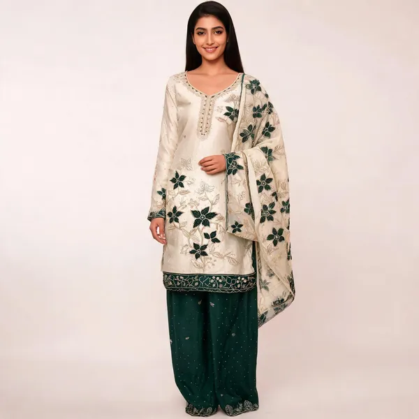 Cream_Green_Silk_Blend_Embroidered_Unstitched_Suit_With_Dupatta_For_Women