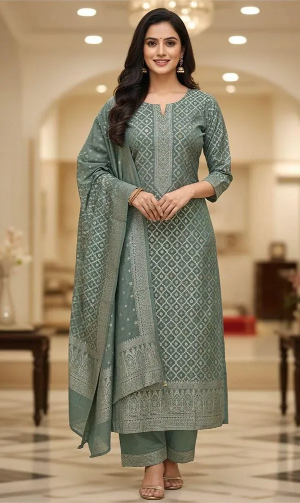 Sage_Green_Jacquard_Printed_Straight_Kurta_Palazzo_Set_For_Women