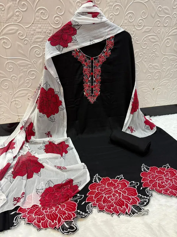 Black_Cotton_Floral_Embroidered_Unstitched_Suit_For_Women
