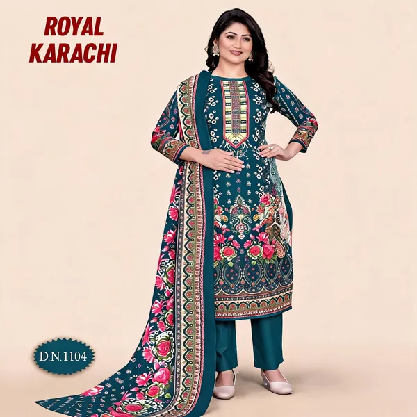 Teal_Cotton_Printed_Straight_Unstitched_Suit_With_Dupatta_For_Women