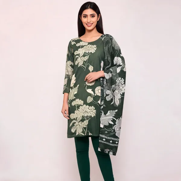 Green_Chiffon_Floral_Print_Unstitched_Suit_For_Women